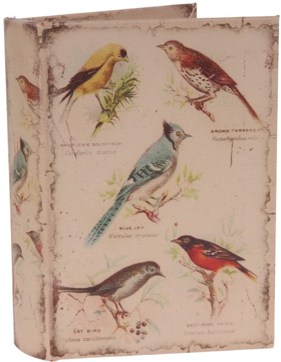 Baroque - Opberger - Opbergboek Vogels 20 cm - Beige - 20x14x4 - PU Leather