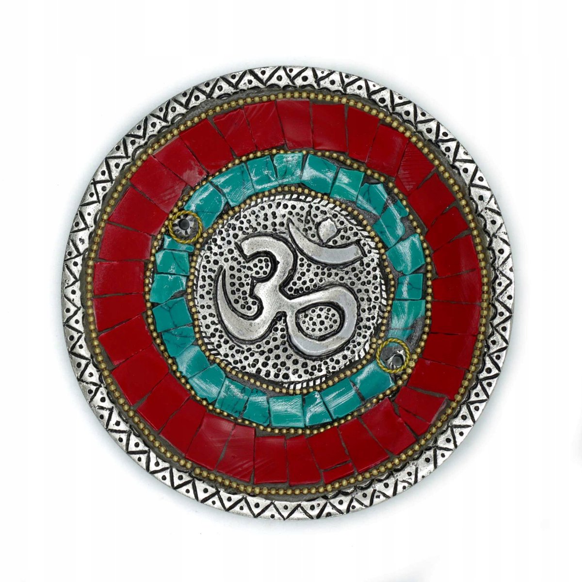 Ancient Wisdom Tibetaanse wierookhouder met Om-symbool, metaal, 11cm multicolor