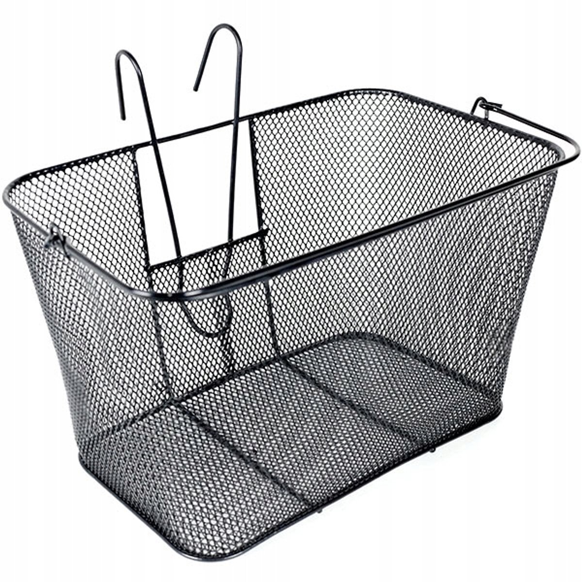 Merkloos Metalen Fietsmand met Haken - Vierkant, Zwart