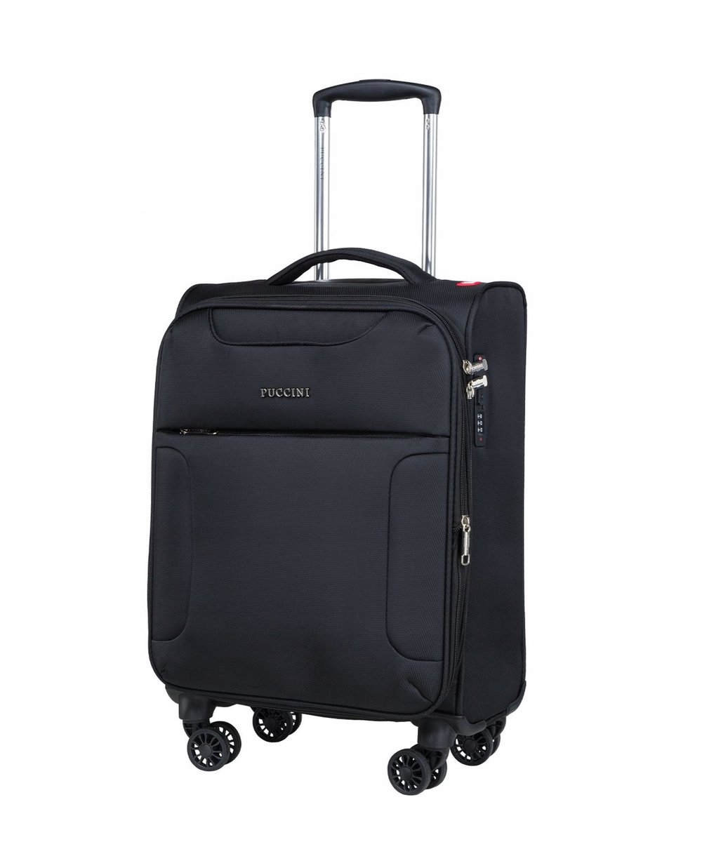 Puccini Perugia handbagagekoffer 55cm, lichtgewicht polyester, 30L, zwart