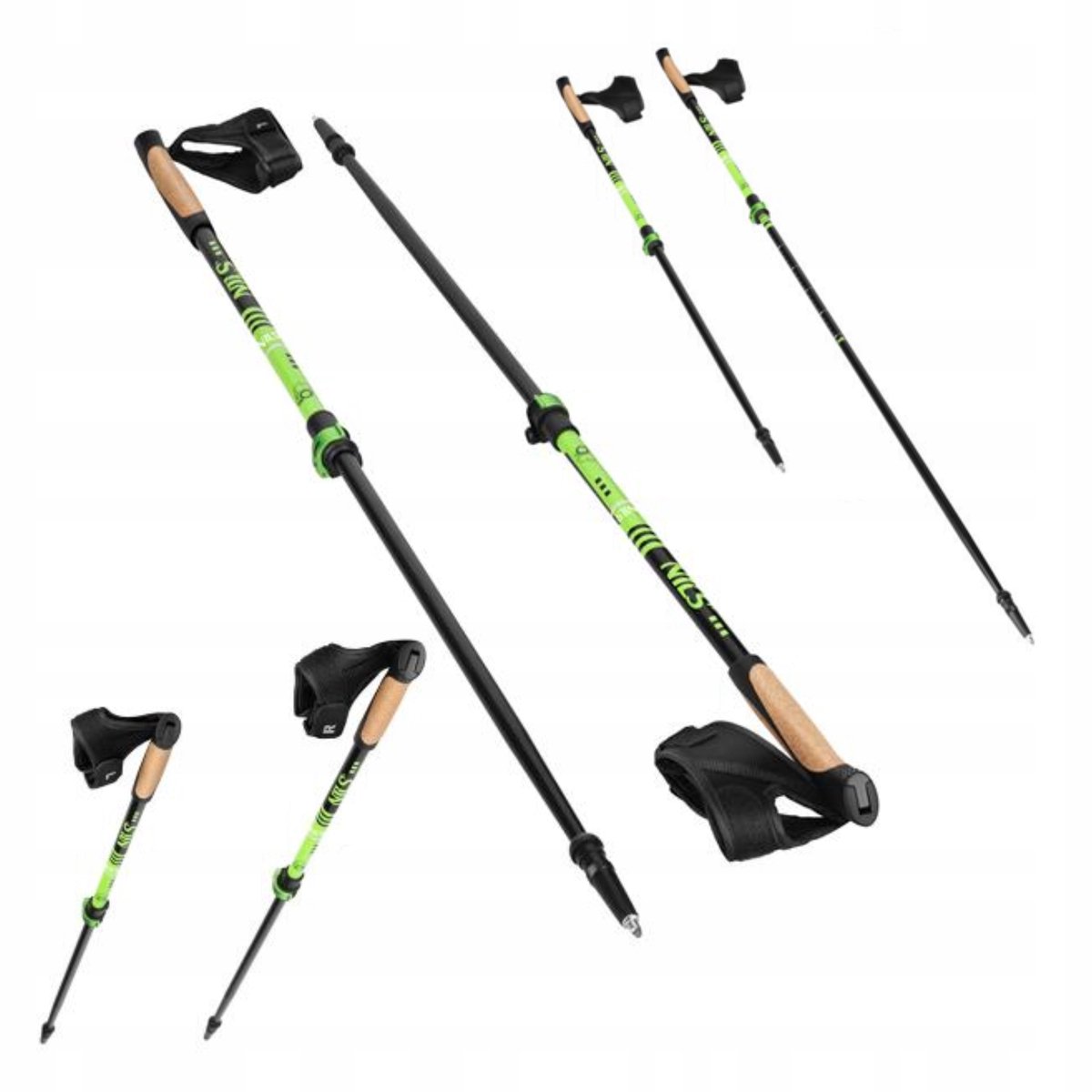 Verstelbare Nordic Walking Stokken Aluminium Groen - 93-125 cm