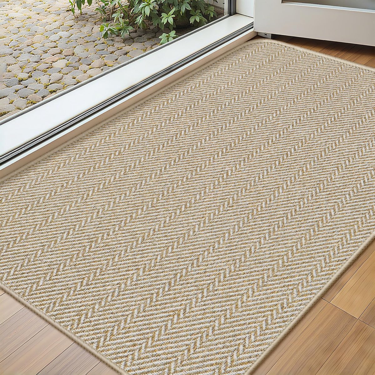 Unyqoos Dunne en deurmat voor binnen met anti-slip en wasbare eigenschappen kaki