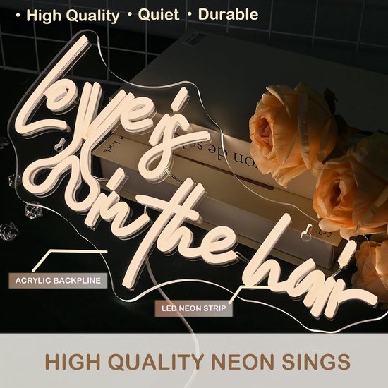 Daity 1 Pack - LED-neonlamp, decoratie voor kapsalon, neonlamp "Love in the Hair", dimbaar, geschikt voor schoonheidssalons, feesten, wanddecoratie voor salons, slogan in de vorm van een hart. van Merkloos — afbeelding 2