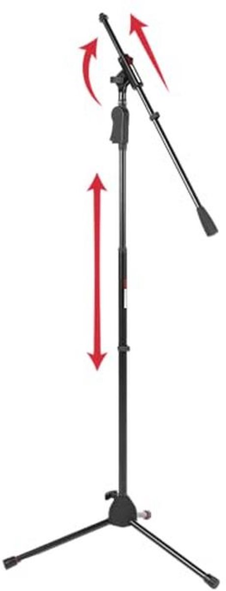 Deluxe Microfoonstatief met Hoogteverstelling en Enkele Arm - Ideaal voor Opnames