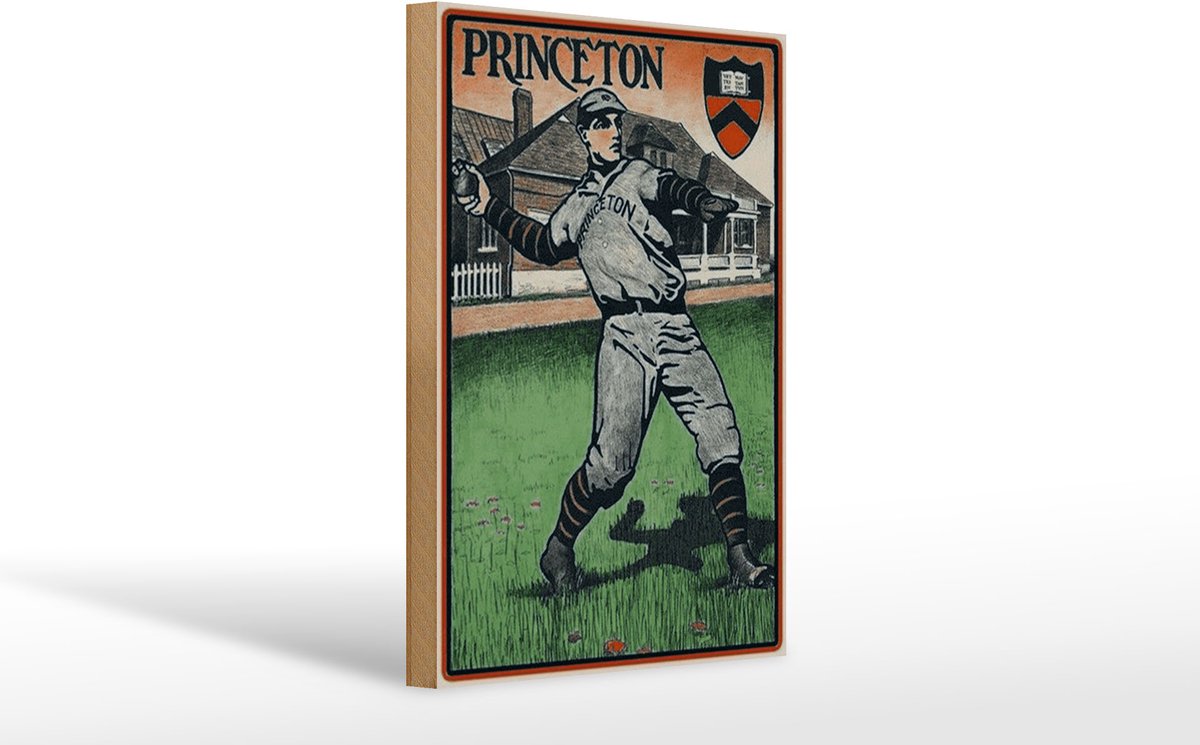 Holzschild Retro 20x30cm Princeton Baseball