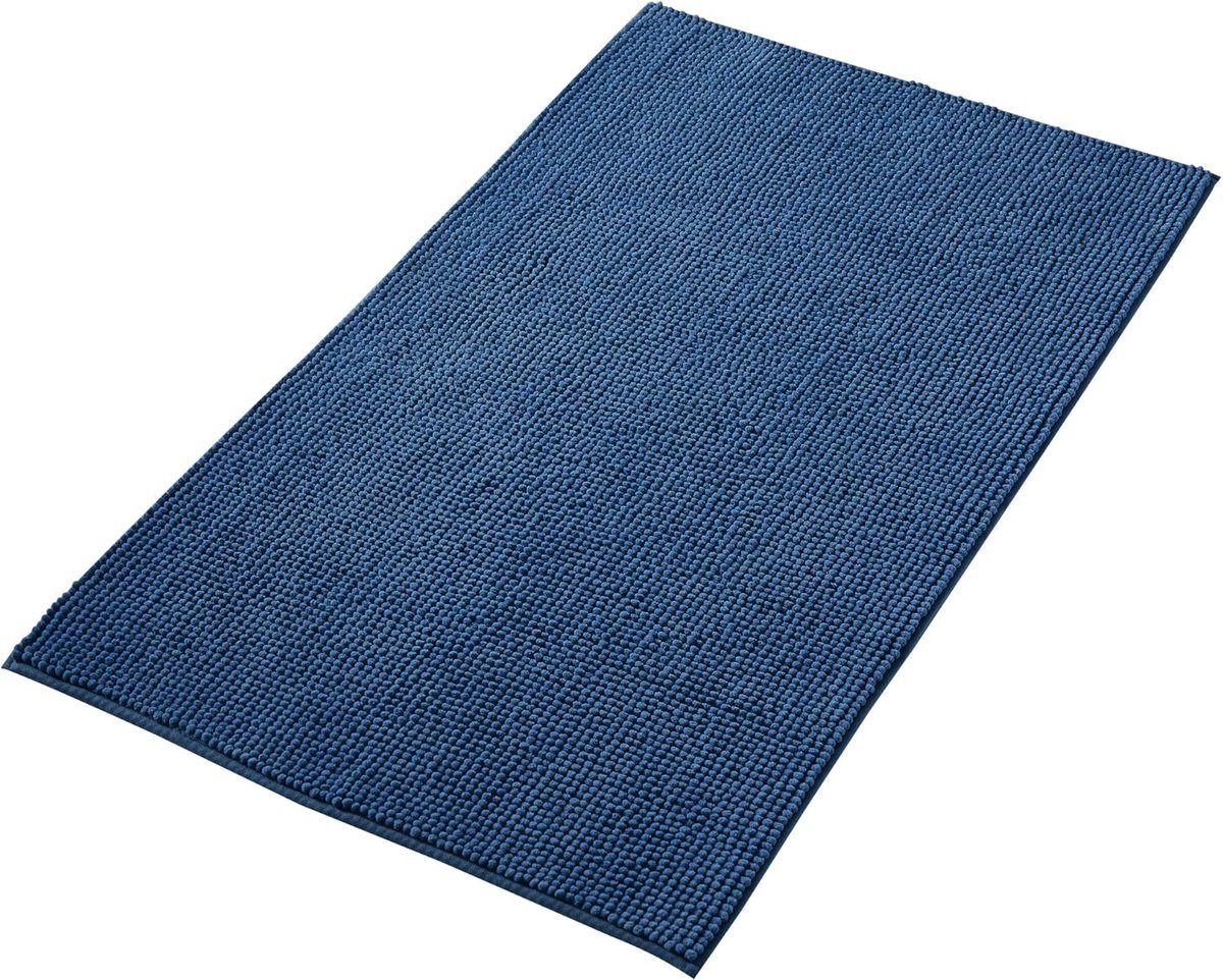 Badmat - 70 x 120 cm (Rechthoekig) - Anti-Slip - Super absorberend - machinewasbaar - Polyester - Glad geweven - Hoogpolig - Thermoplastisch rubber (TPR) - Gewicht : 1150 Gram - Kleur : Blauw