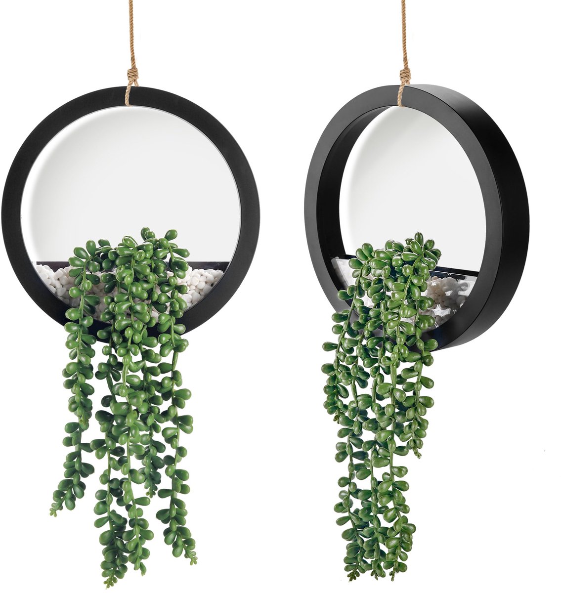 Unyqoos Set van twee decoratieve kunstplanten voor binnen en buiten met parelsnoer Groen