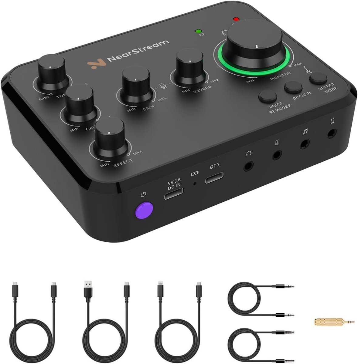 Audio-interface voor opname, streaming, podcasting - Oplaadbare audiomixer met 8 kanalen, XLR, 48V fantoomvoeding, Bluetooth voor pc en smartphone