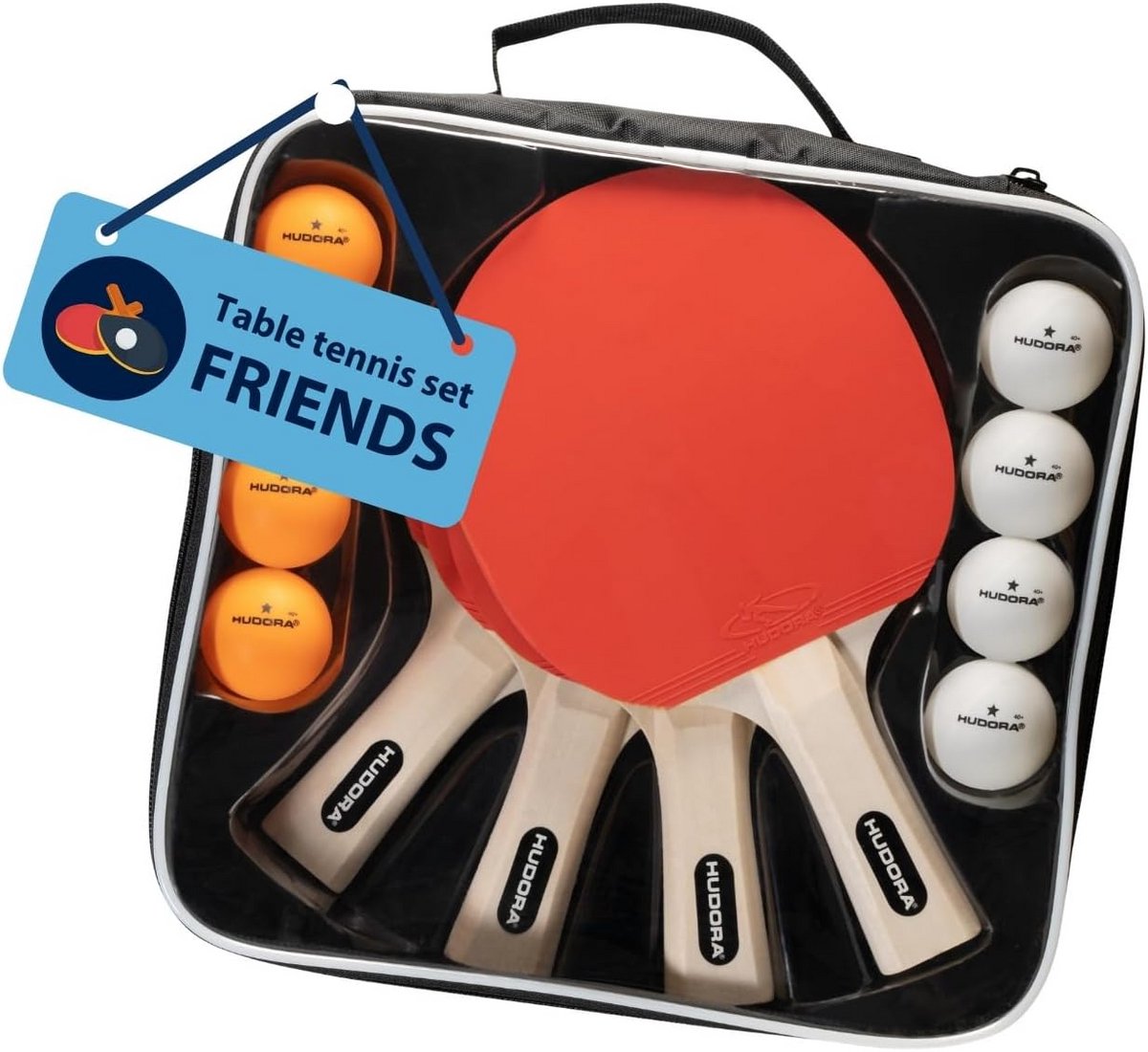 Tafeltennisset met 4 batjes en 8 ballen – Perfect voor binnen en buiten tafeltennis plezier