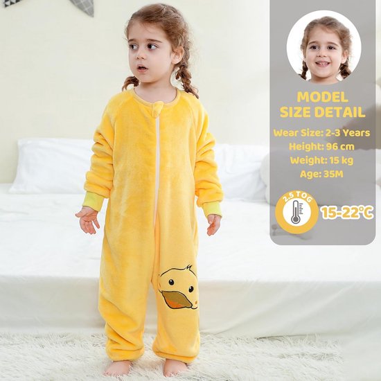 Slaapzak met Voeten voor Baby's en Peuters - Flanel - 2,5 Tog - Winter Pyjama met Lange Mouwen — afbeelding 2