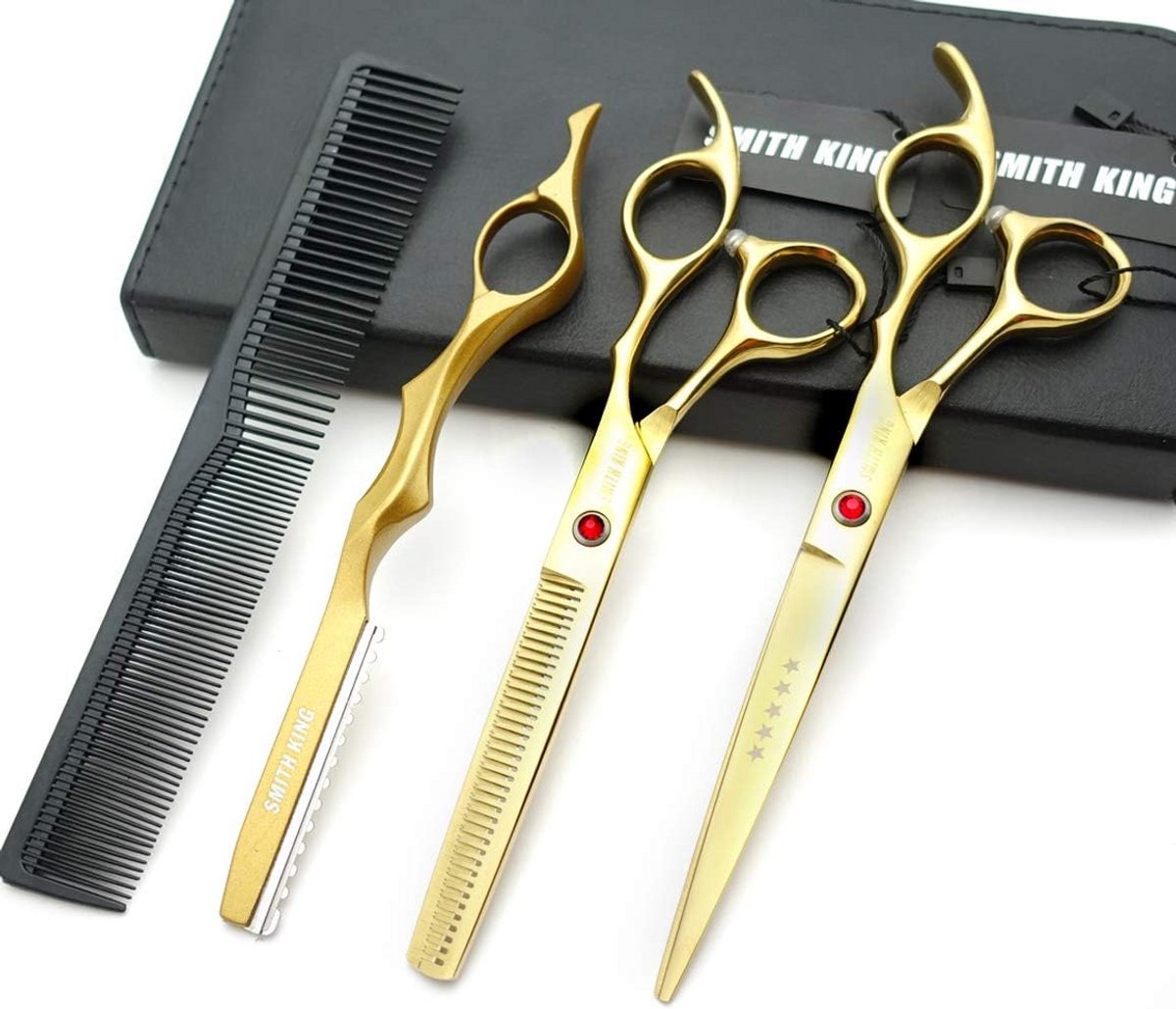 Haarschaar Set voor Professioneel Haar Snijden - 7 Inch Met Scheermes en Kammen
