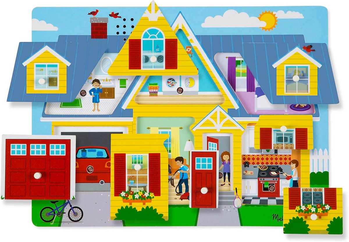Puzzel met Geluidseffecten rondom het Huis | Houten Puzzels voor Kinderen 2+ | Educatief Speelgoed | Cadeau voor Jongens en Meisjes