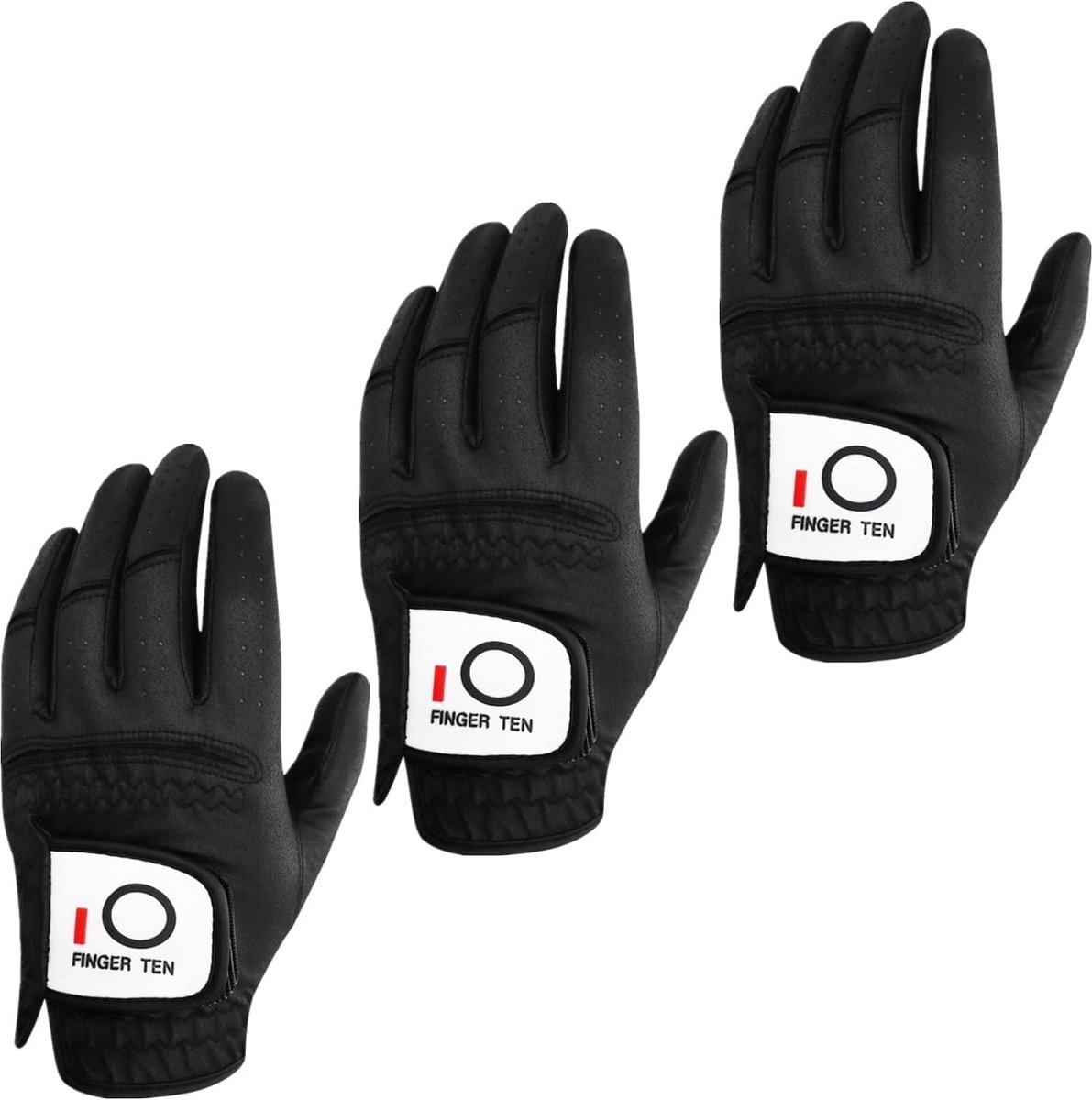 Golfhandschoenen voor Mannen - 3 Pack - Zwart - Geschikt voor Regen en Kou - Diverse Maten