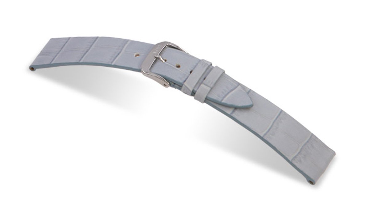 Lederband Charleston 20mm ijsblauw met alligator print