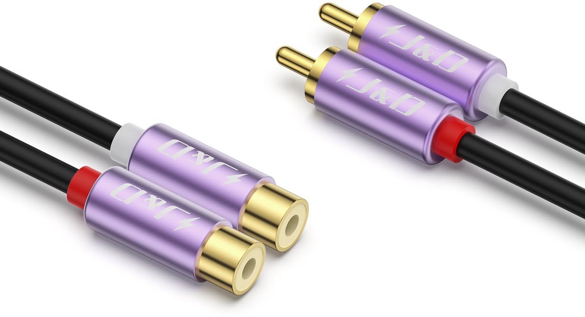 2 RCA Male/Female Stereo Audio Extension Cable - Gold Plated, 6M - voor Mixer, Versterker en Speaker