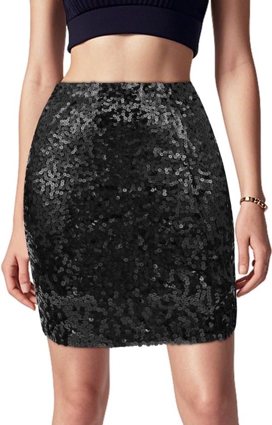 YOURS Plus Size Zilveren Minirok met Pailletten Versierd | Yours Clothing