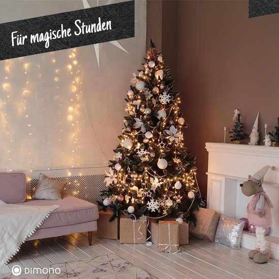 LIFEZEAL Kunstkerstboom met led, gevlokte dennenboom met warmwitte