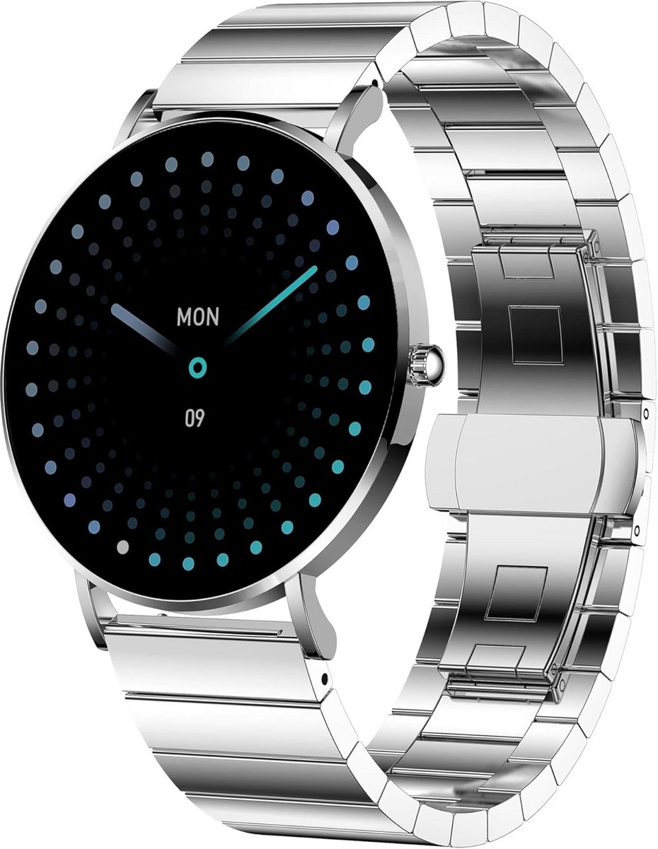 Dun en Zilverkleurig Smartwatch met AMOLED Display voor Heren en Dames