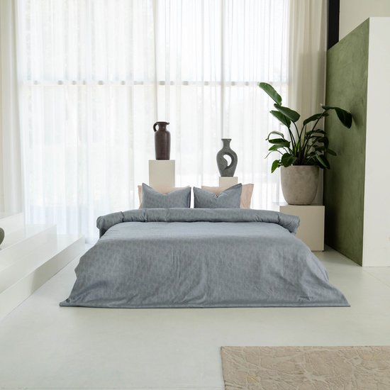 Kayori Koko Dekbedovertrek Katoen & Tencel - 260x200-220 + 2 slopen - Lits-jumeaux - Blauw