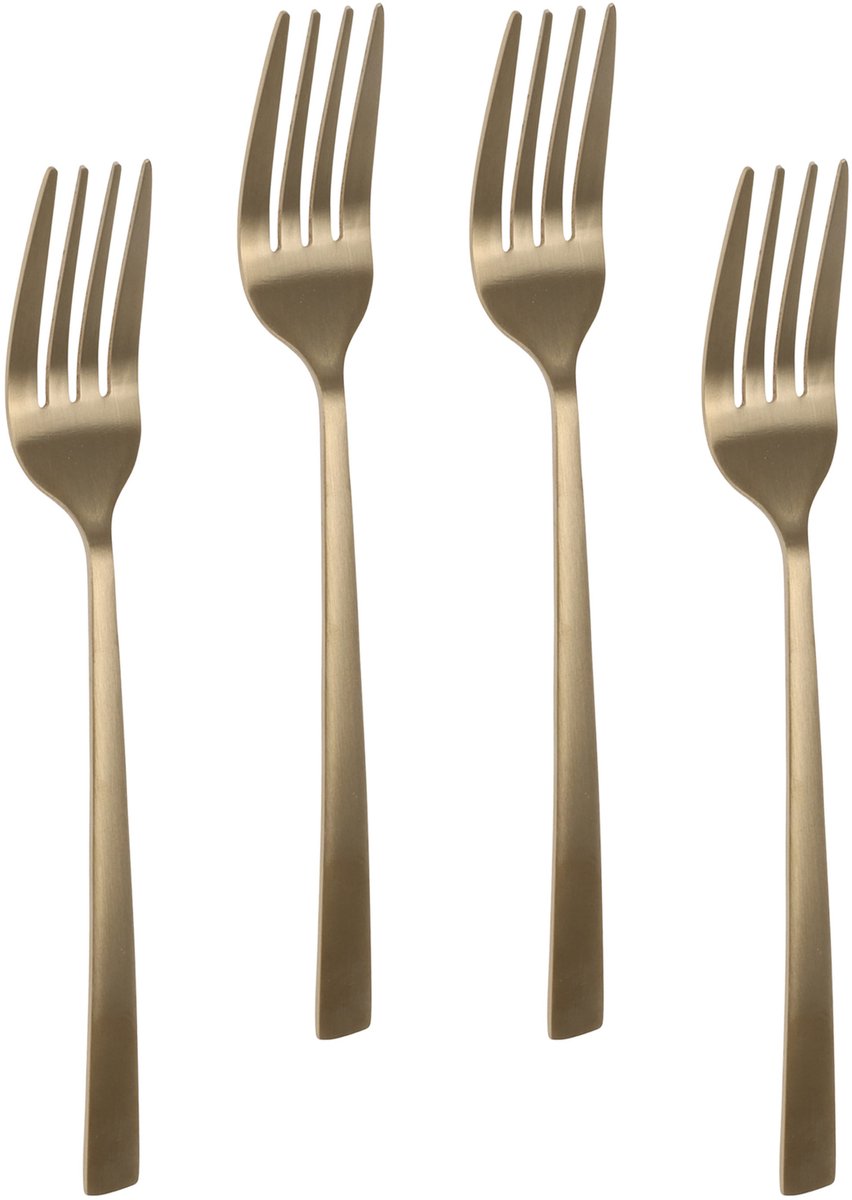 Bellatio design Gebaksvorkjes - 12x stuks - goud - RVS - taartvorkjes - 15 cm