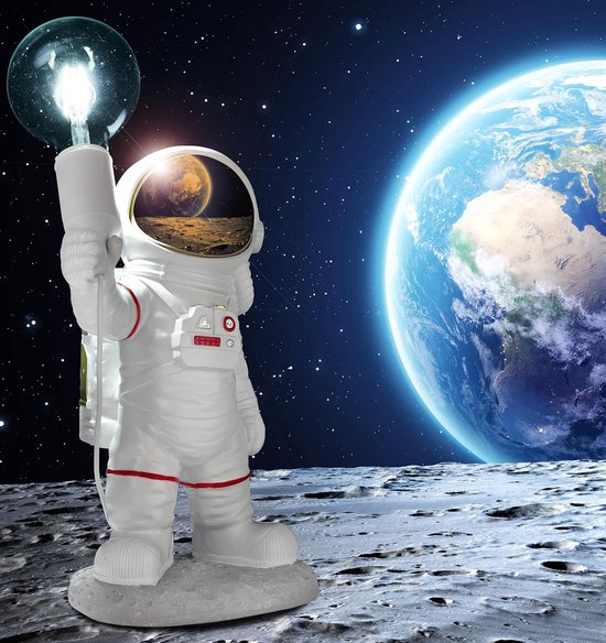 Decoratieve Astronaut Tafellamp met USB-C Aansluiting - Ruimtevaart Nachtlamp — afbeelding 3
