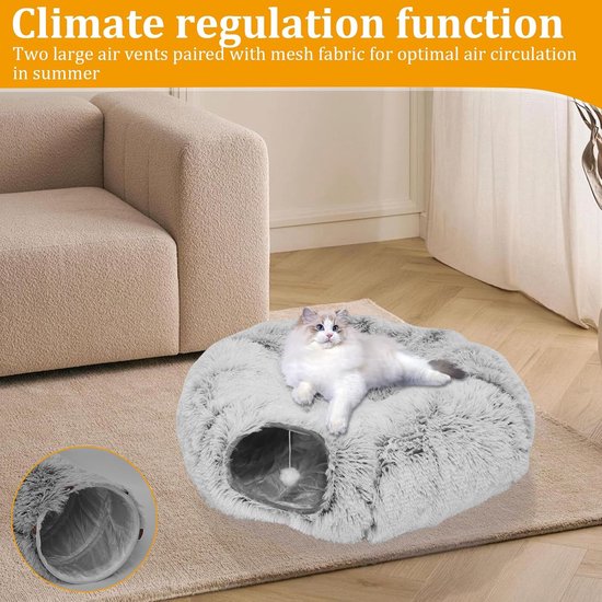 OUHOU Kattentunnelbed voor binnenkatten, multifunctioneel