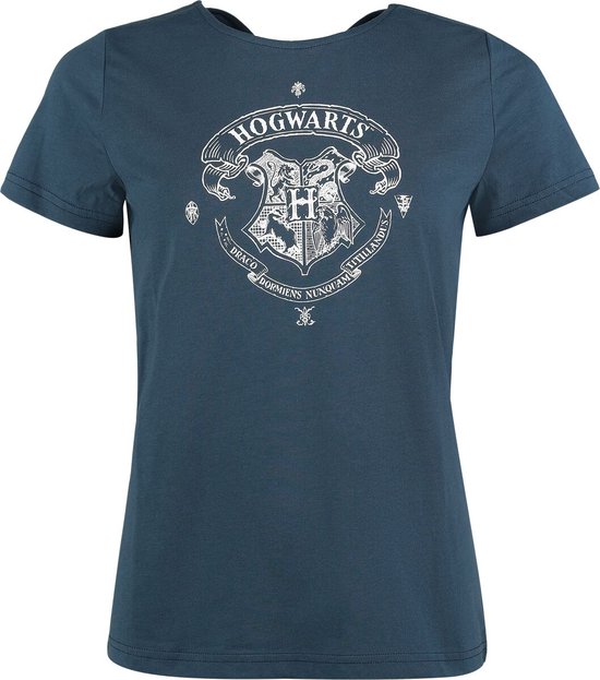Harry Potter T-shirt with Hogwarts Crest Dames T-shirt - blauw - M