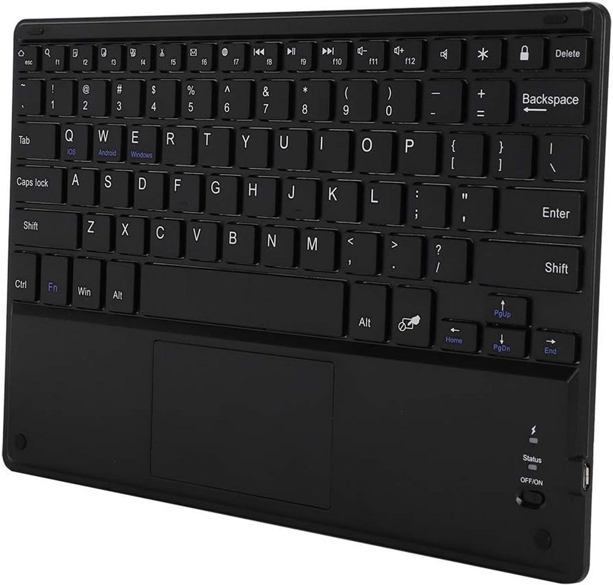 Draadloos Bluetooth-toetsenbord met touchpad voor tablets - zwart