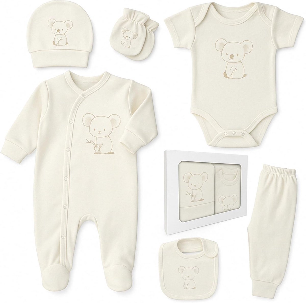 Babycadeauset 100% Katoen 0-4 Maanden – Unisex Kledingset Pasgeborene