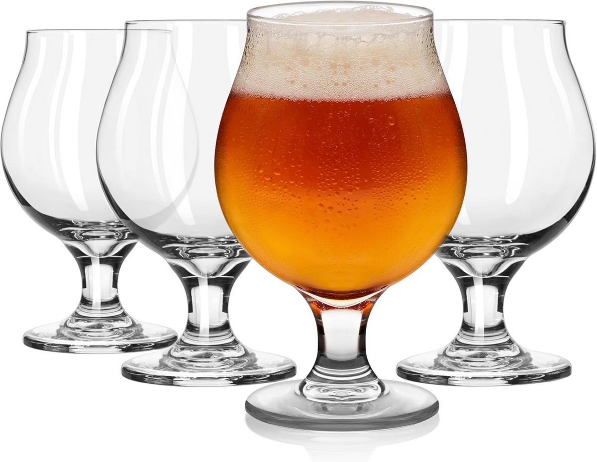 Belgisch Bierglas Set van 4 - 470ml - Kelkglas voor Speciaalbier en Ale