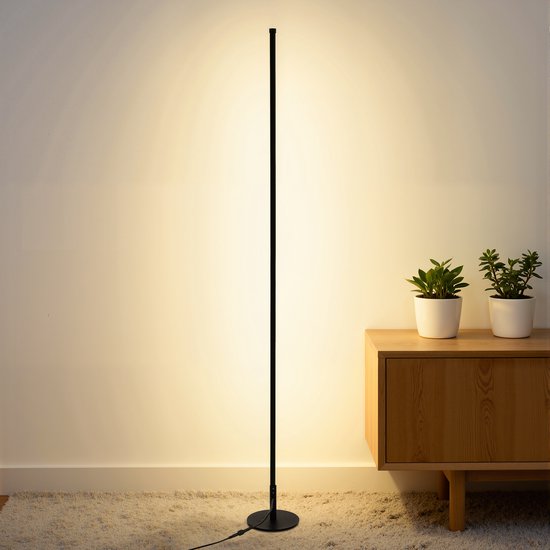 Lopoleis® LED Vloerlamp Woonkamer, slaapkamer, Sfeerlamp – LED Lights – LED verlichting – Vloerlamp Dimbaar en Kantelbaar – Staande hoeklamp – Minimalistische Design – Incl. afstandsbediening – 3000-6000K – Zwart