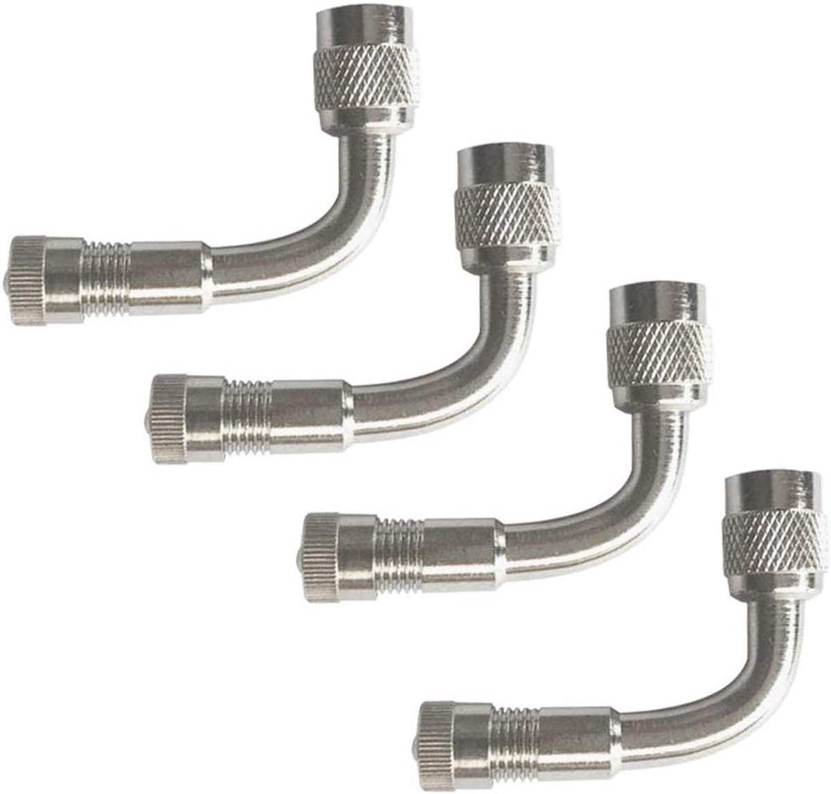 Professionele bandenventielverlenging set - 90 graden adapter van vernikkeld koper - Schrader-ventieladapter - Geschikt voor fiets, motorfiets en auto