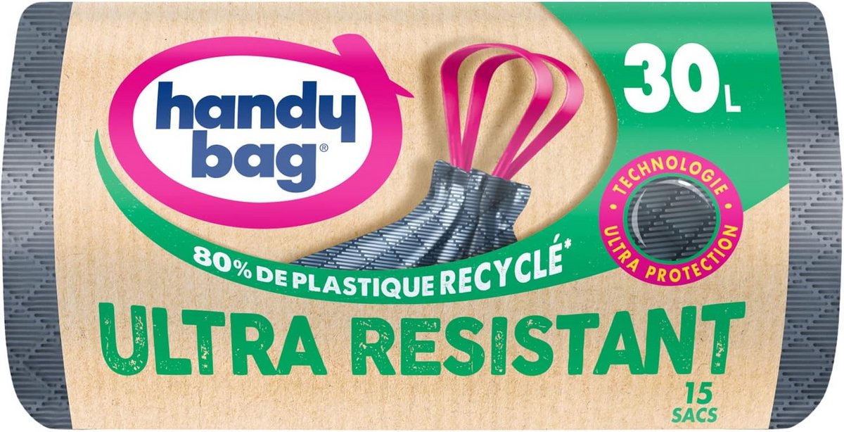 Extra Sterke Vuilniszakken 30L met Trekband, 15 Stuks, 3-Laags & Lekvrij