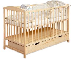 Babyledikant 60x120 2-in-1 met Lades en Lattenbodem - In Hoogte Verstelbaar - Om te Bouwen tot Kinderbed