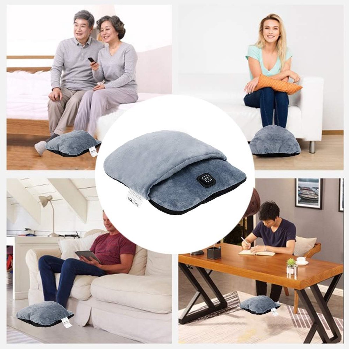 Elektrische Voetenverwarmer voor Warme Voeten met Massage Vibratie en Verwarming Zachte Pluche USB Snel Verwarmen Verlicht Voetpijn voor Vrouwen en Mannen — cadeau in Verzorging - foto 6