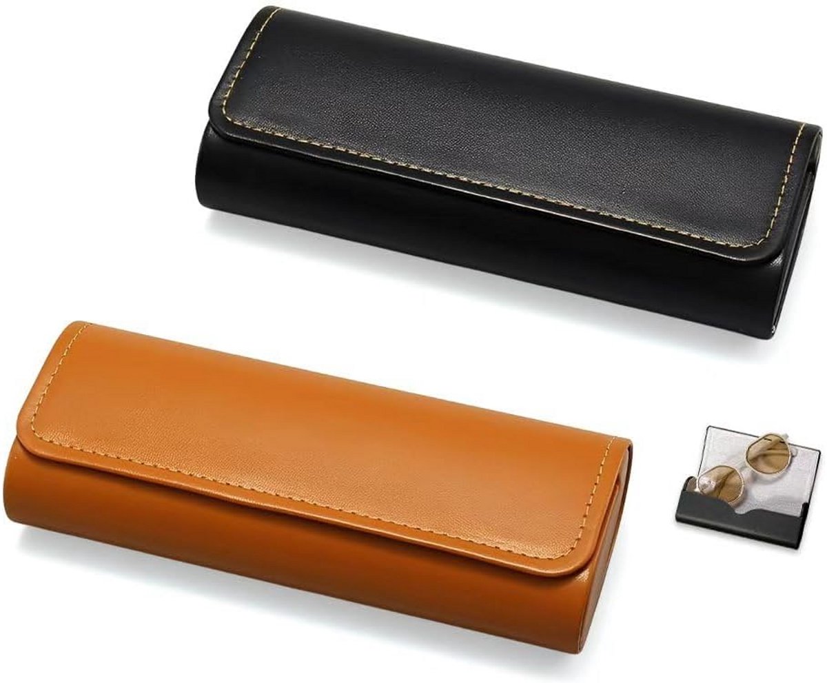 2x Luxe Leren Brillenkokers met Magneetsluiting - Geschikt voor Bril en Zonnebril