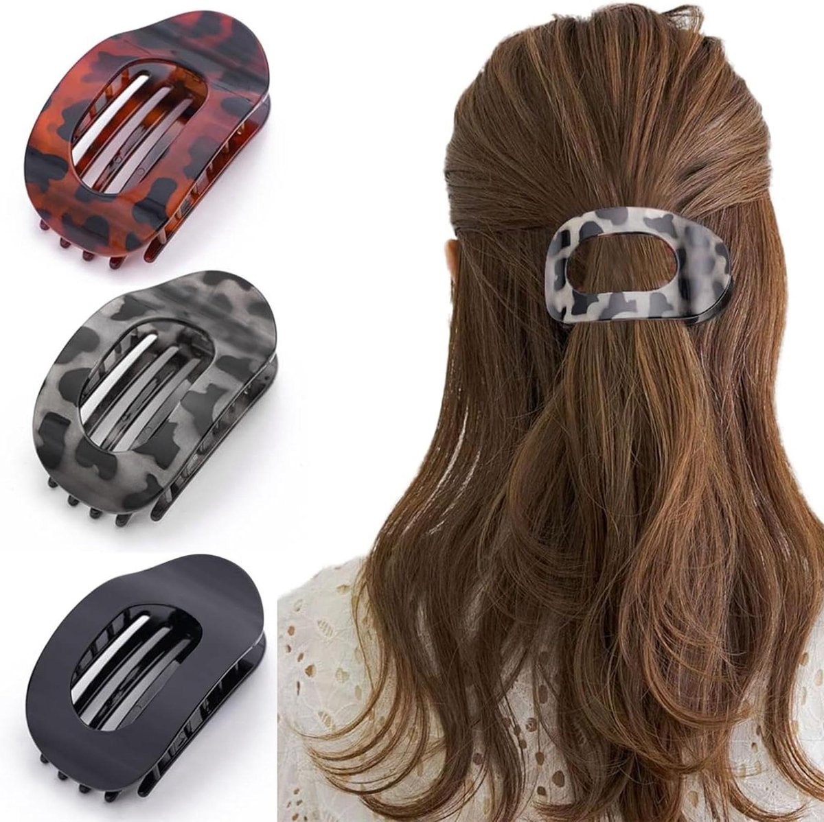 Platte haarclips voor dik haar - Set van 3 stuks in verschillende stijlen