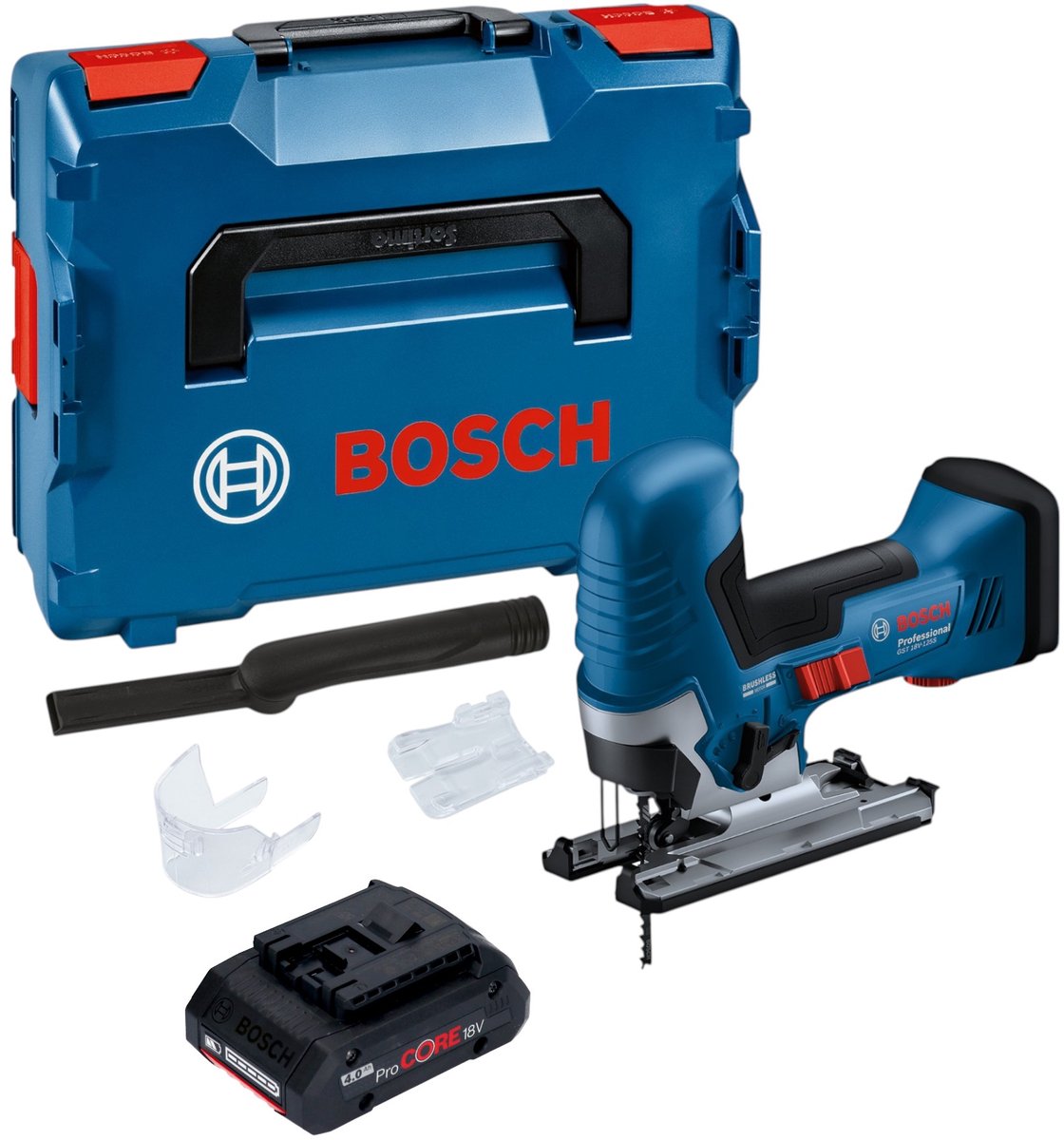 Bosch GST 18V-125 S Professional accu-decoupeerzaag 18 V 125 mm borstelloos + 1x ProCORE accu 4,0 Ah + L-Boxx - zonder oplader