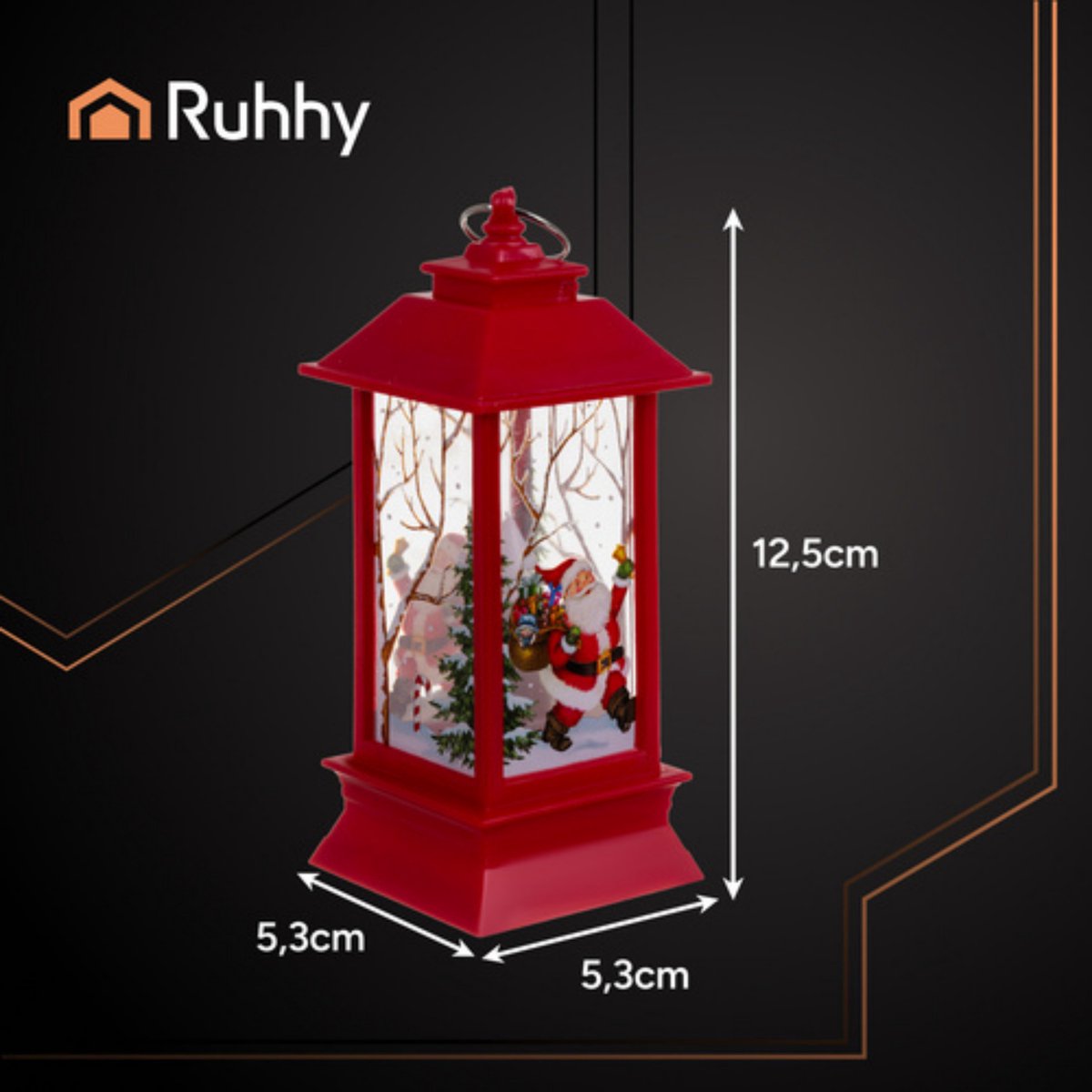 Ruhhy Kerstlantaarn - 2x - rood - 12 x 5 cm - kunststof - LED licht - lantaarn - kerst - kerstlicht – foto 5