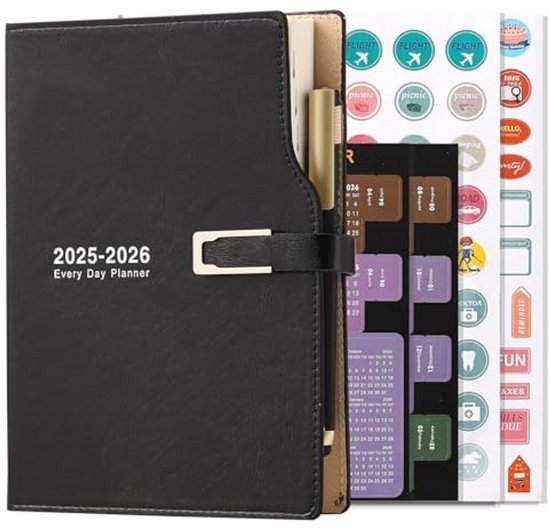 Academische Agenda 2025 – A5, 1 Dag Per Pagina, Met Penhouder, Pen, Stickers En Gesp, Paars 4 miniatura
