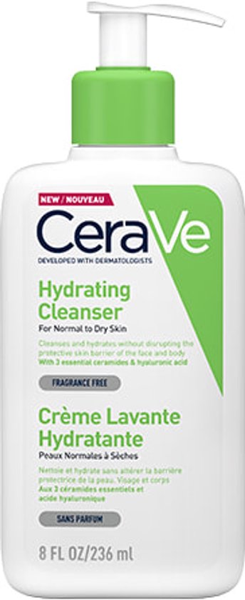 CeraVe Hydraterende Reinigingscrème - voor een normale tot droge huid - met 3 Essentiële Ceramiden - 236ml
