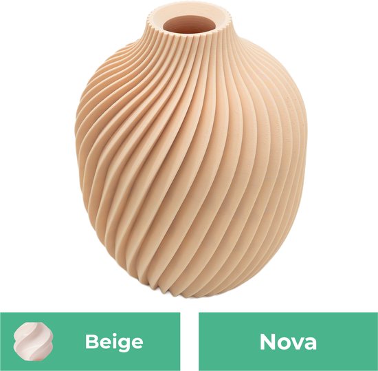 Nova moderne vaas – Decoratieve vaas - Beige - 3d geprinte vaas – geschikt voor droogbloemen - 25CM