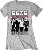 5 Seconds Of Summer Dames Tshirt -XL- 2 Finger Dripped Grijs