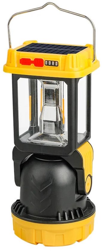 AnyPrice® Solar Campinglamp – Lampe de Camping LED Rechargeable – Lampe Outdoor Rotative 180° – Solar & USB – Lampe de Secours / Lampe de Tente – Jaune