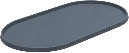 Leeg lichtgrijs ovaal placemat voor voerbakken.