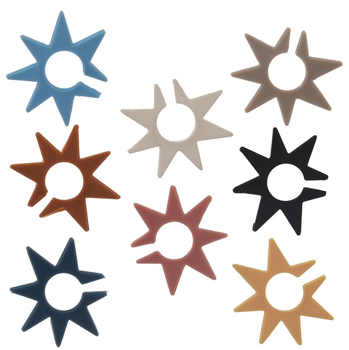 Orion Glasmarkers - Set van 8 stuks - Siliconen - Stervorm - Kleurrijk - Glasherkenning