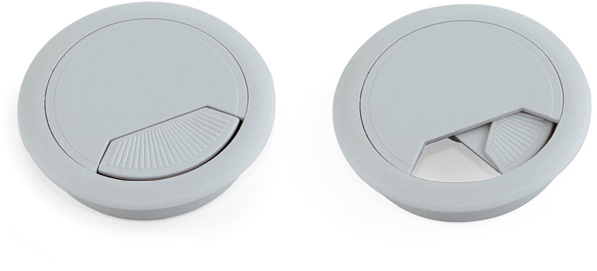 Emuca Set van 20 ronde kabeldoorvoeren, diameter 60 mm, voor verzonken montage, Plastic, Wit