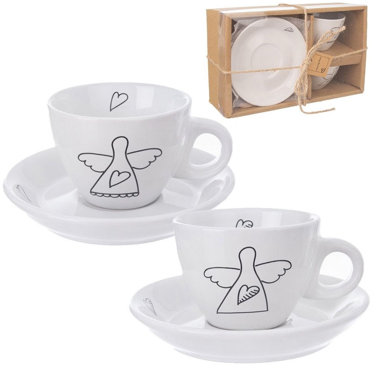Orion - Keramische Espresso Kopjes - 90 ml - Set van 2 - Wit