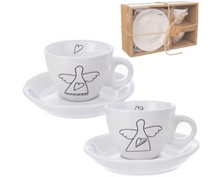 Orion - Keramische Espresso Kopjes - 90 ml - Set van 2 - Wit