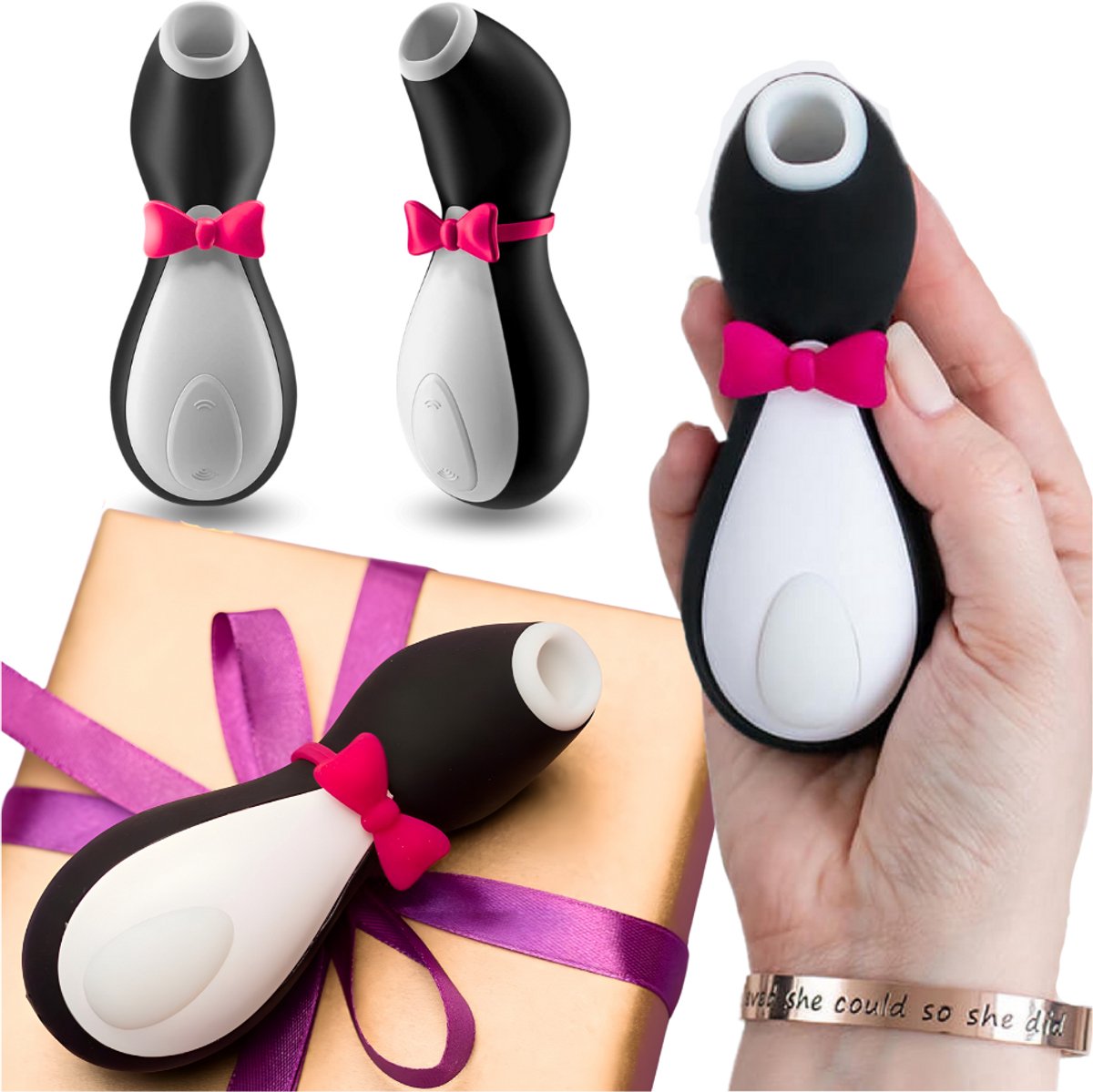Rozkosznie Pingwinek - Luchttrillingsvibrator - 10 Stimulatiemodi - USB Oplaadbaar - Waterdicht